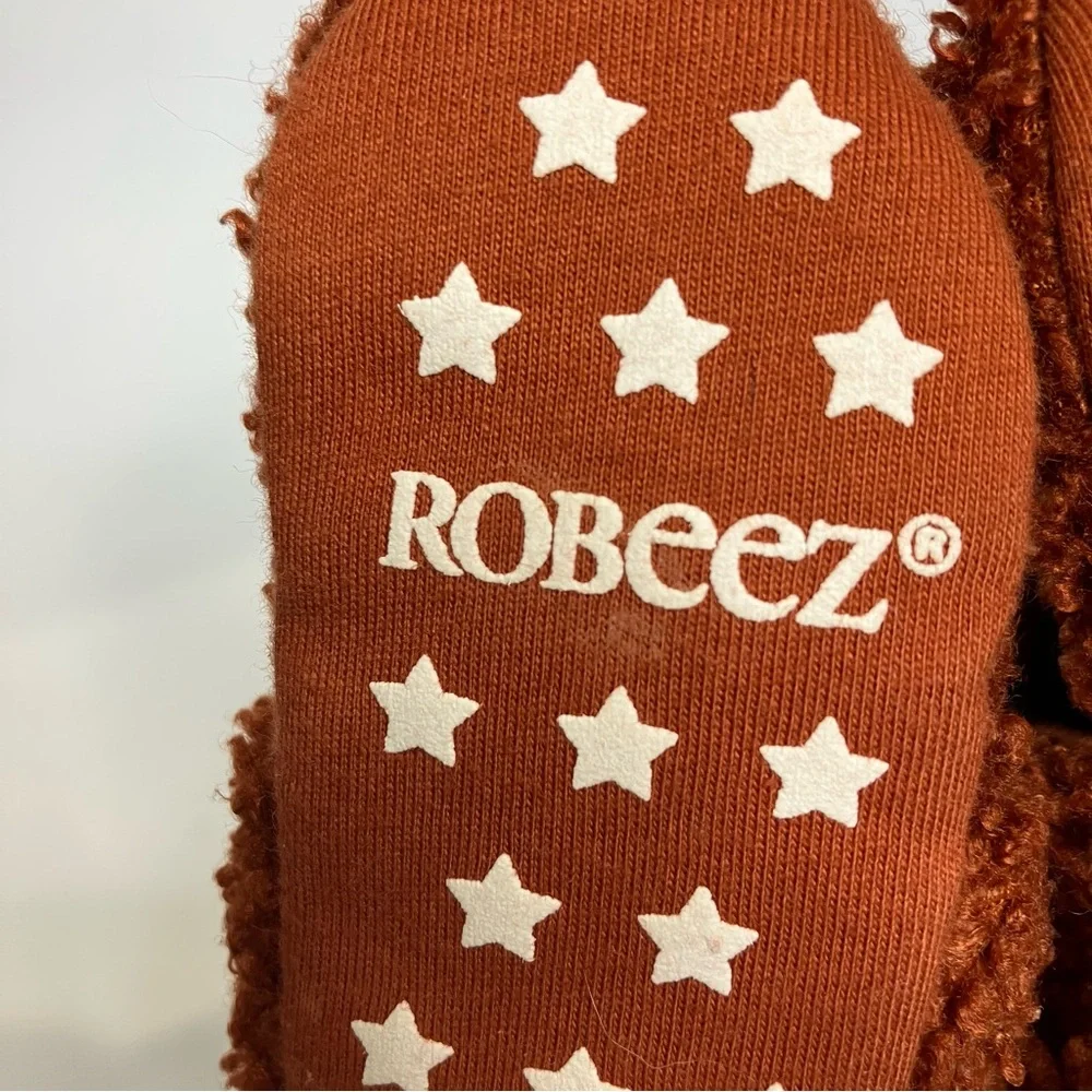Robeez Sherpa snap booties‎ rust orange brown 3-6 months winter cozy baby